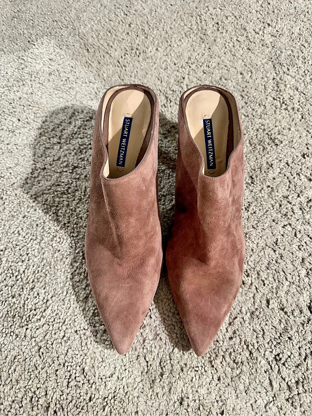 Stuart Weitzman Rosaly Pointed Toe Suede Heels in Brown US 9B